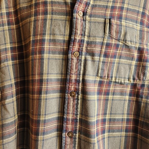 Vintage Gap Button Down Collar Green/Grey Plaid Flannel Shirt Men's Size Large - Picture 6 of 9